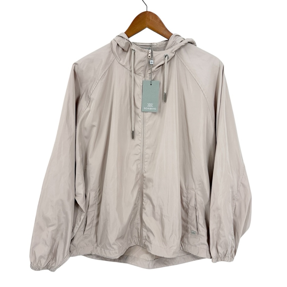 SOIA & KYO Jacket Windbreaker Rain Vented Hooded Pink